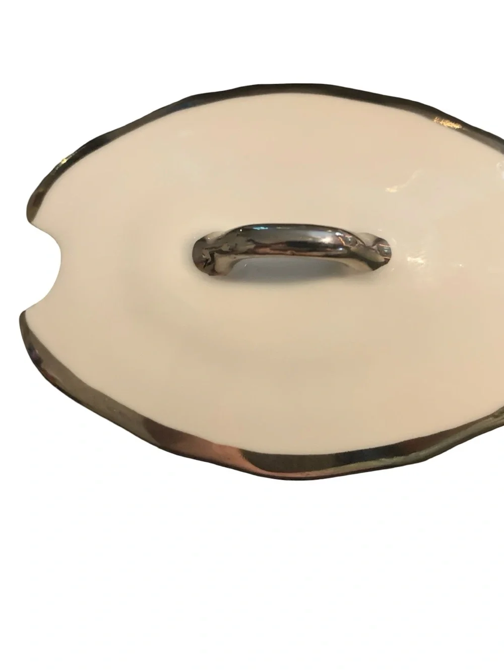 Vtg Japan #526 Porcelain Tureen Jam Dish w Lid Attached Underplate Silver Trim